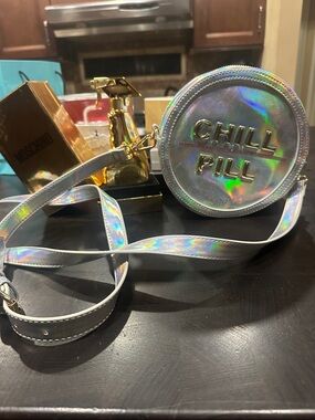 Betsy Johnson Holographic 'CHILL PILL' Round Crossbody Bag